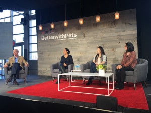 The panel on millennial cat parents was moderated by Prof. Hal Herzog and featured from left to right, Sandra Lin, a Nestle Purina behaviorist, Christina Ha co-owner of the Meow Parlor cat cafe and Mikel Maria Delgado a certified animal behaviorist